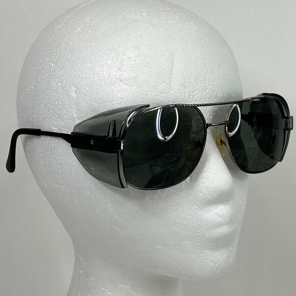 Vtg Aviator Safety Glasses GA Z87 5 3/4 Side Shields Metal Frame ANSI Taiwan - Picture 1 of 9